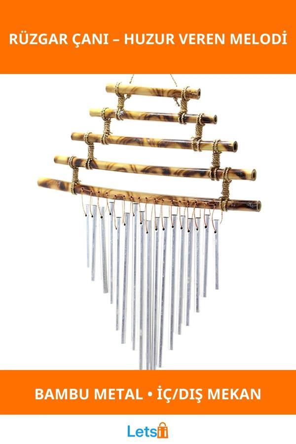 Bambu 5 Katlı Metal Rüzgar Çanı Bahçe ve İç Mekan Dekorasyonu - Image 1