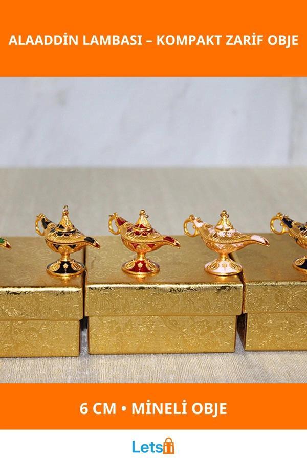 Mineli Metal Alaaddin Lambası 6 cm Dekoratif Obje - Image 1