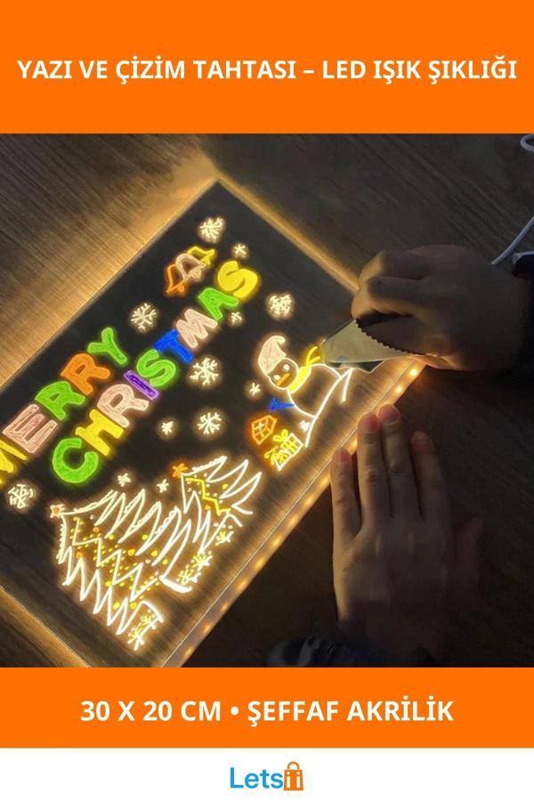 Büyük Boy LED Aydınlatmalı Yazı ve Çizim Tahtası 30x20 cm - Image 1