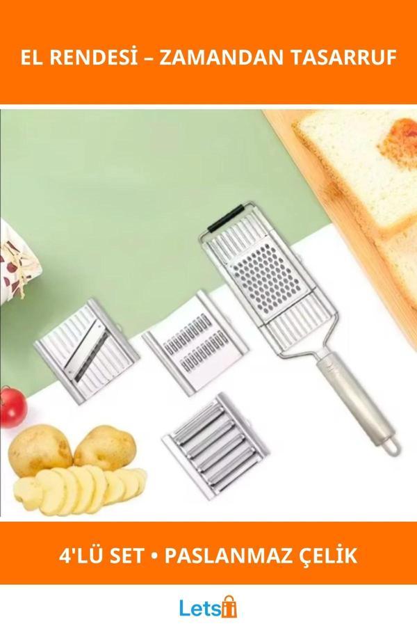 Paslanmaz Çelik Dayanıklı 4'lü El Rendesi Seti - Image 1