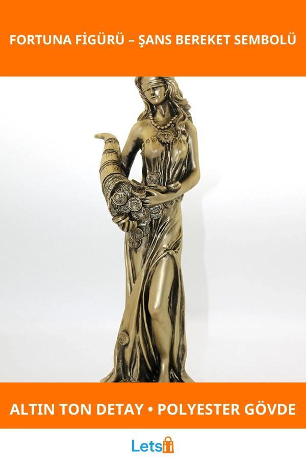Polyester Bereket Tanrıçası Fortuna Figürü Altın Renkli Dekoratif Ürün - Image 1