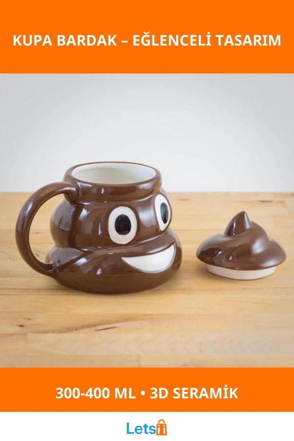 Poo Kaka Emoji Tasarım Seramik Kupa Bardak 300 400ml - Image 1