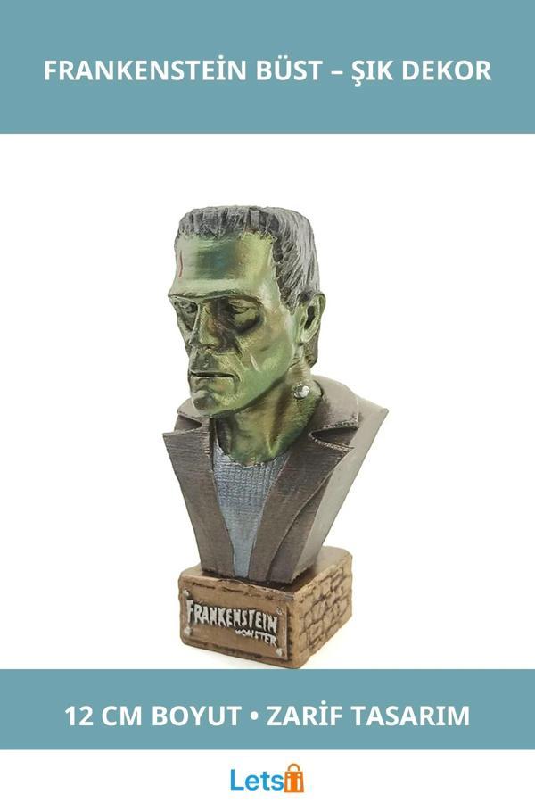Polyester Frankenstein Büst Küçük Boy 12 cm Dekoratif Figür - Image 1