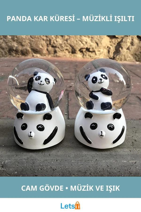 Müzikli Işıklı Büyük Boy Panda Kar Küresi - Image 1