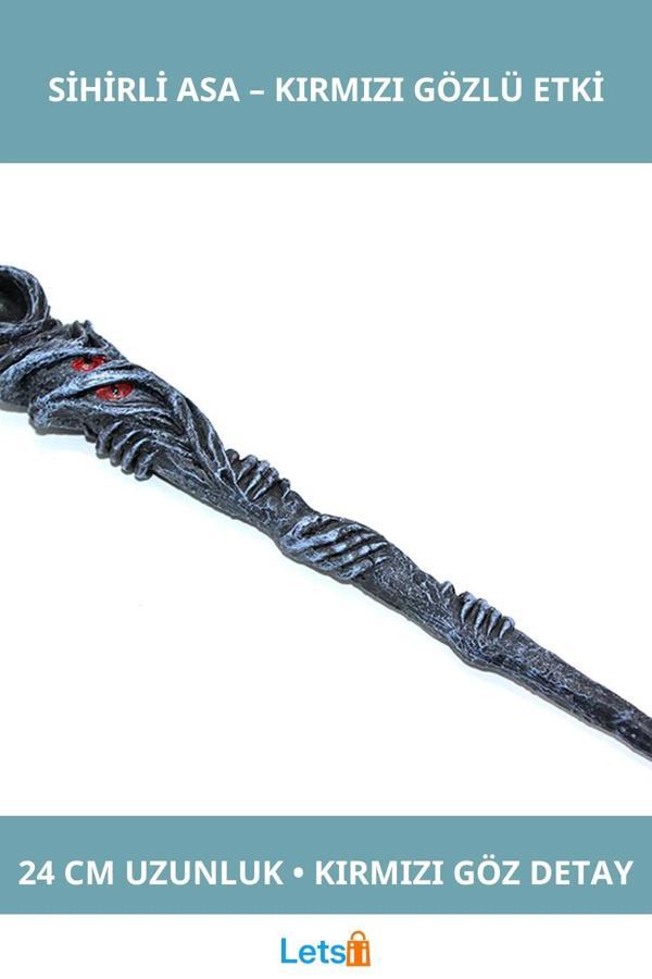 Polyester Sihirli Asa Kırmızı Detaylı 24 cm Büyüleyici Aksesuar - Image 1