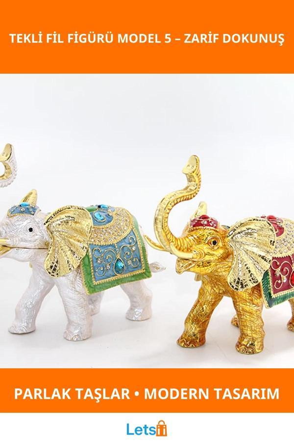 Swarovski Taşlı Şık Tekli Fil Figürü Dekorasyon - Image 1