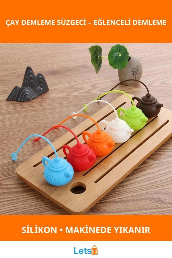 Çaydanlık Tasarımlı 100% Gıda Sınıfı Silikon Çay Demleme Süzgeci - Image 1