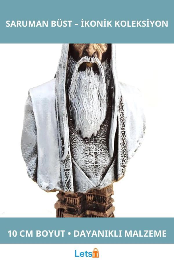 10 cm Polyester Saruman Büst Yüzüklerin Efendisi Figürü - Image 1