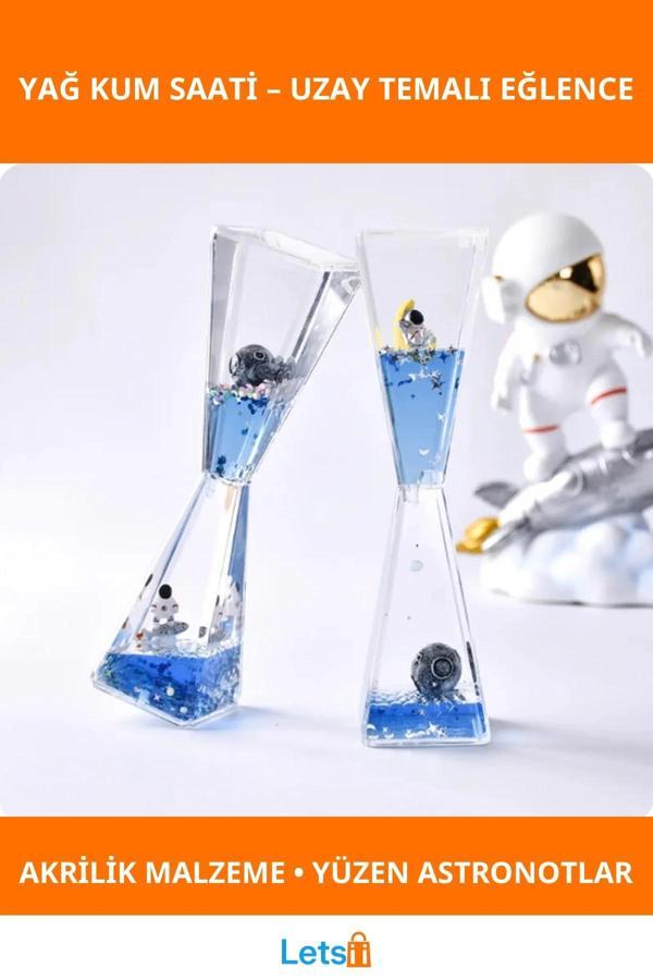 Uzay Temalı Dökülen Yağ Kum Saati Eğlenceli Masaüstü Dekor - Image 1