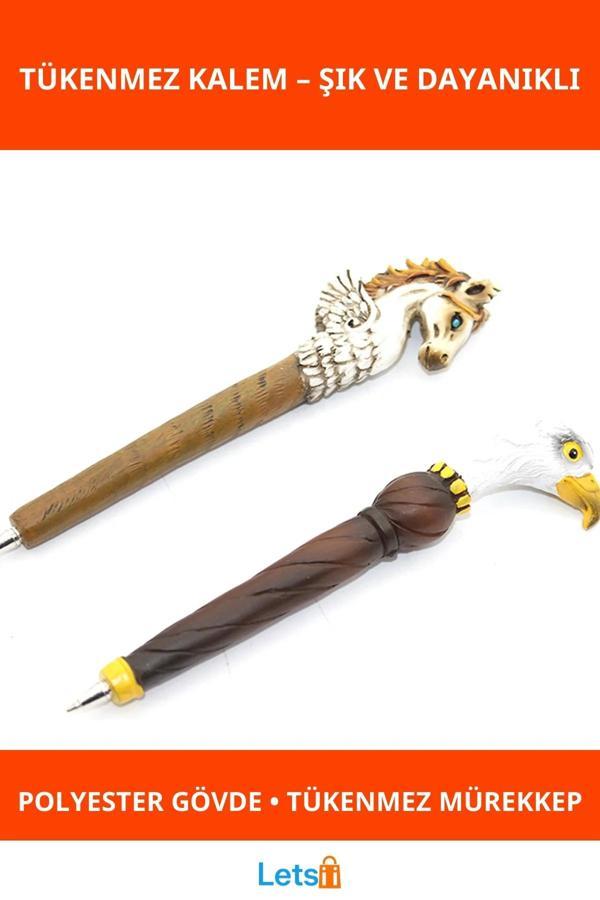 Kartal Ve Unicorn Temalı Polyester Tükenmez Kalem - Image 1