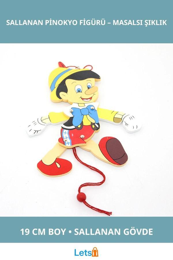 Ahşap Dayanıklı Sallanan Pinokyo Figürü 19 cm Eğlenceli Dekorasyon - Image 1