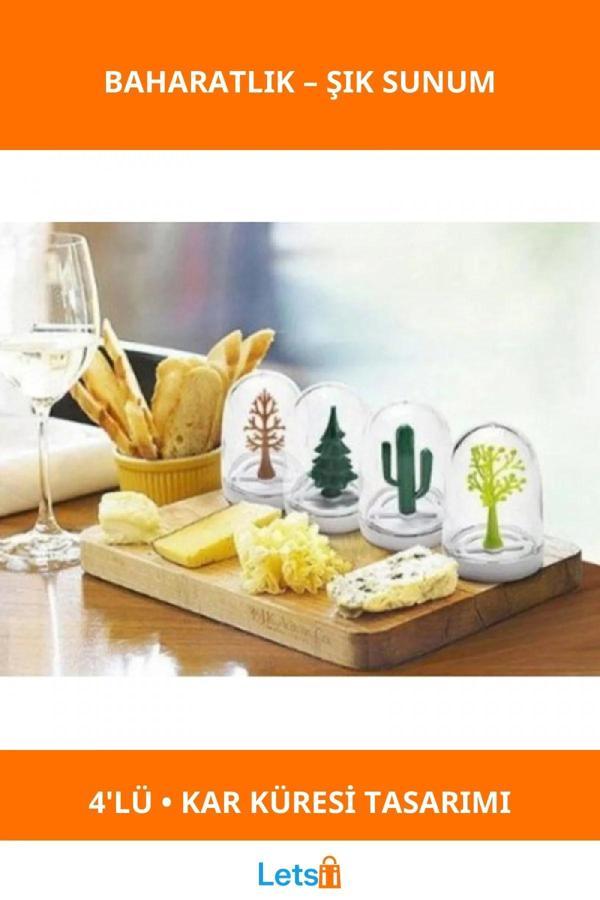 Dört Mevsim Baharatlık Seti 4 Adet Kar Küresi Tasarımlı Baharatlık - Image 1
