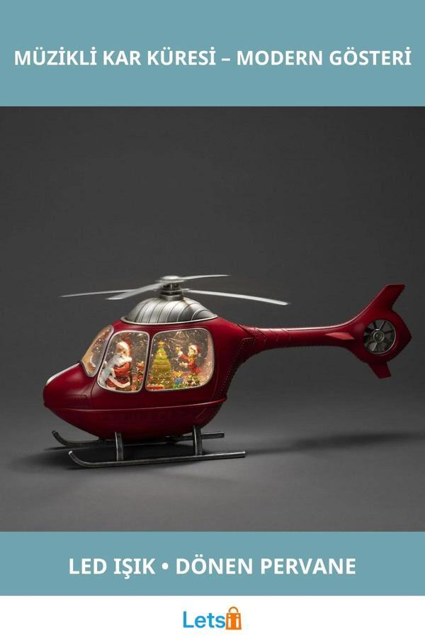 Helikopter Tasarımlı Işıklı Müzikli Kar Küresi - Image 1