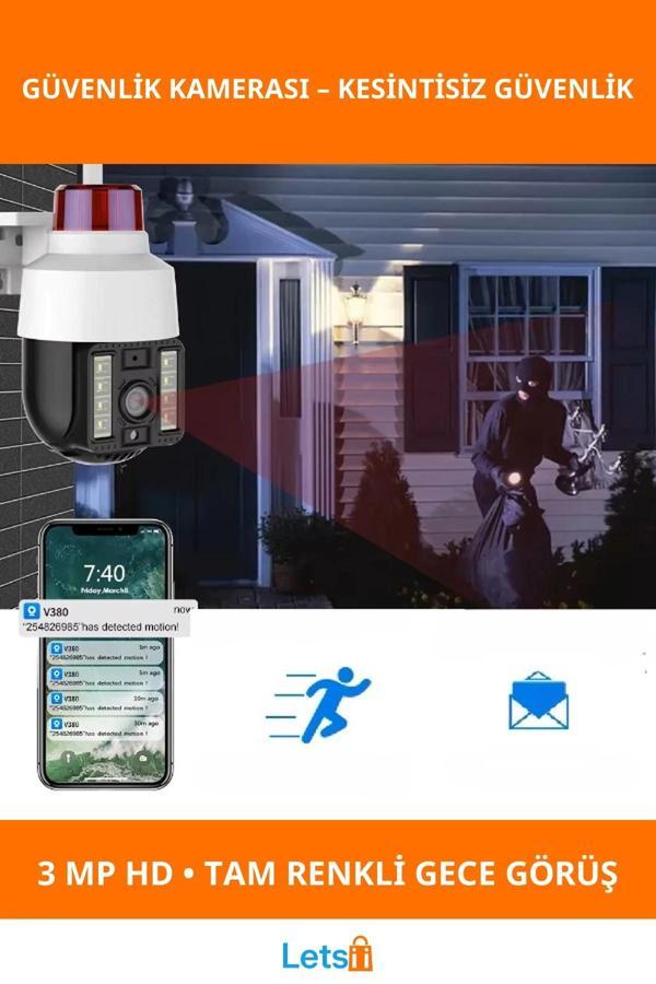 3MP HD Alarmlı Dış Mekan Su Geçirmez Güvenlik Kamerası - Image 1