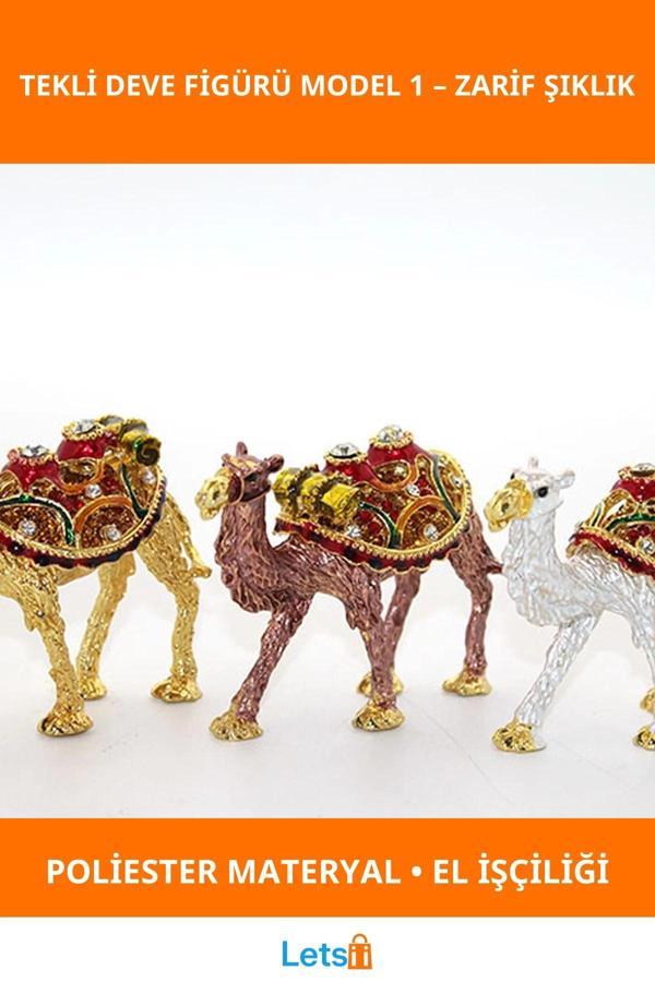 Swarovski Taşlı Zarif Tekli Deve Figürü - Image 1
