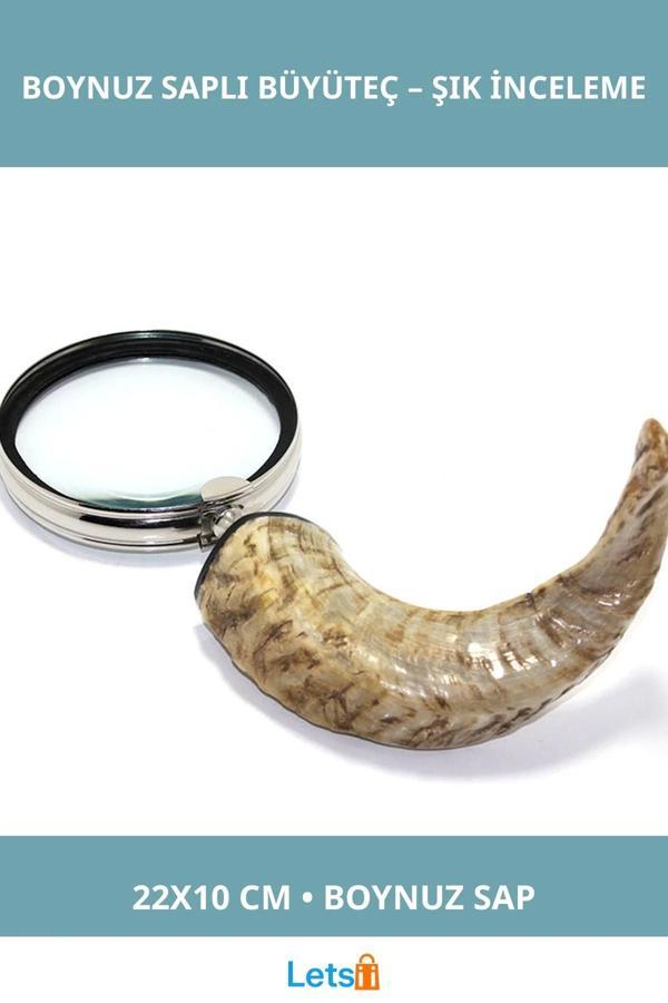 Pirinç Boynuz Saplı Nostaljik Büyüteç - Image 1