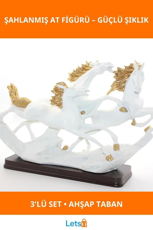 Polyester 3'lü Şahlanmış At Figürü Estetik Dekoratif Aksesuar - Image 1