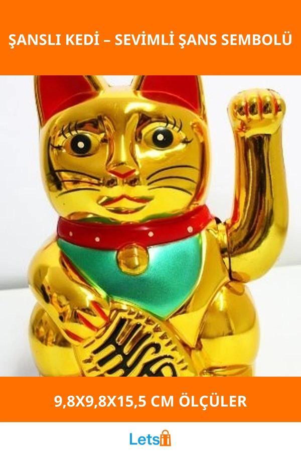 Şanslı Kedi Figürü 9,8x9,8x15,5 CM Dekoratif Aksesuar - Image 1