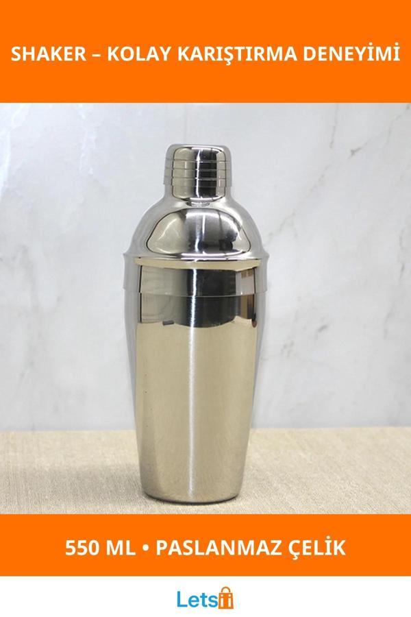 Dayanıklı Paslanmaz Çelik Sızdırmaz 550 ml Şaker - Image 1