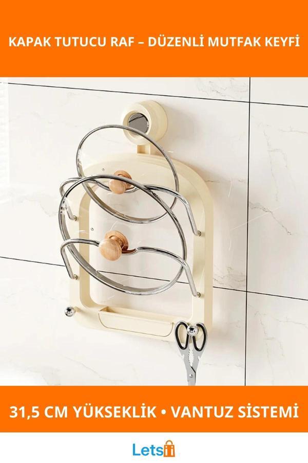 Pratik Mutfak Tava Tencere Kapak Tutucu Organizer Raf - Image 1