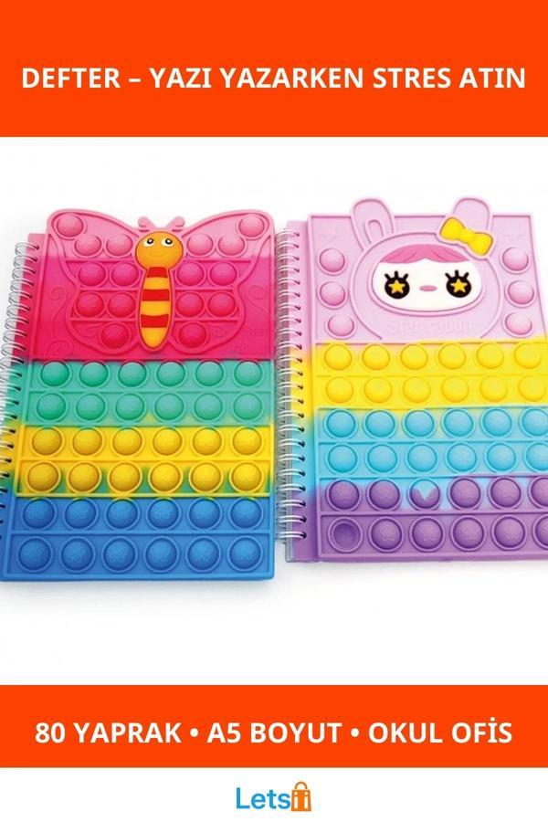 Sevimli Pop It Tasarımlı A5 Defter 80 Yaprak - Image 1