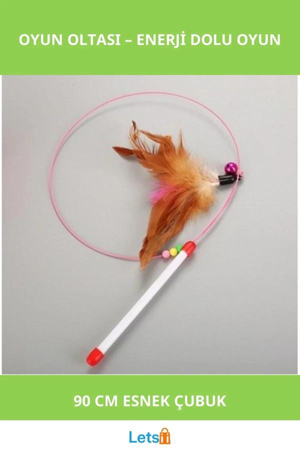 90 cm Esnek Kedi Oyun Oltası Renkli ve Eğlenceli - Image 1