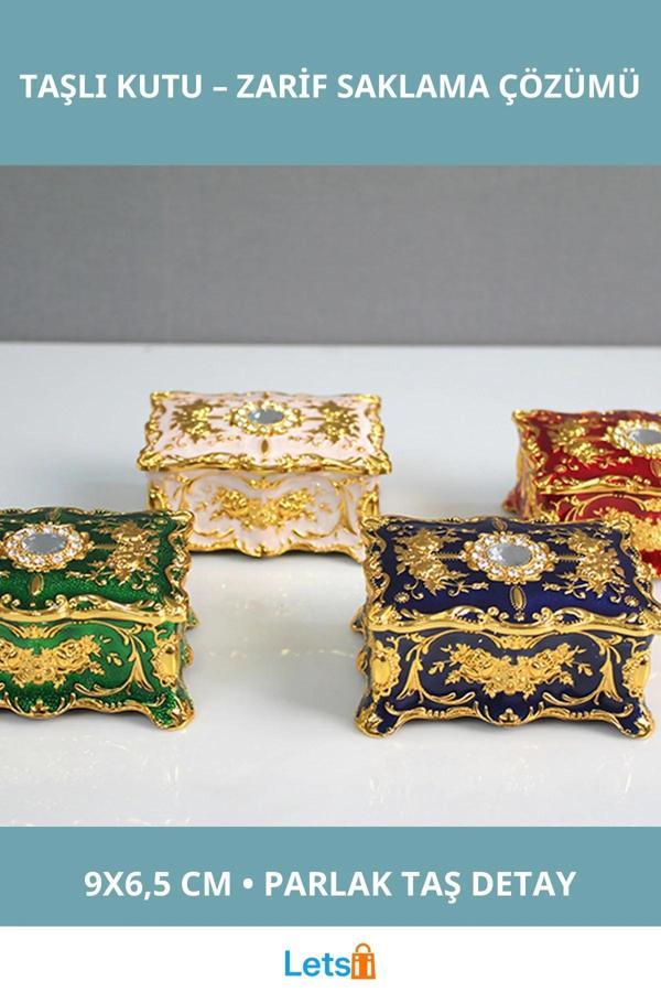 Swarovski Taşlı Şık Kutu 9x6.5 cm Dekoratif Eşya Saklama - Image 1