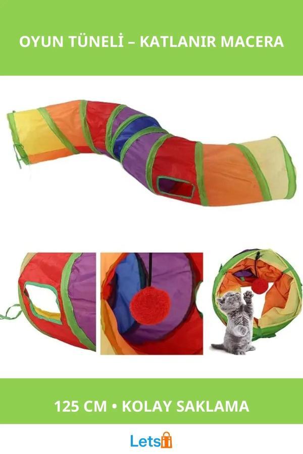 Katlanabilir Polyesterdan Yapılmış Kedi Oyun Tüneli 125 cm - Image 1