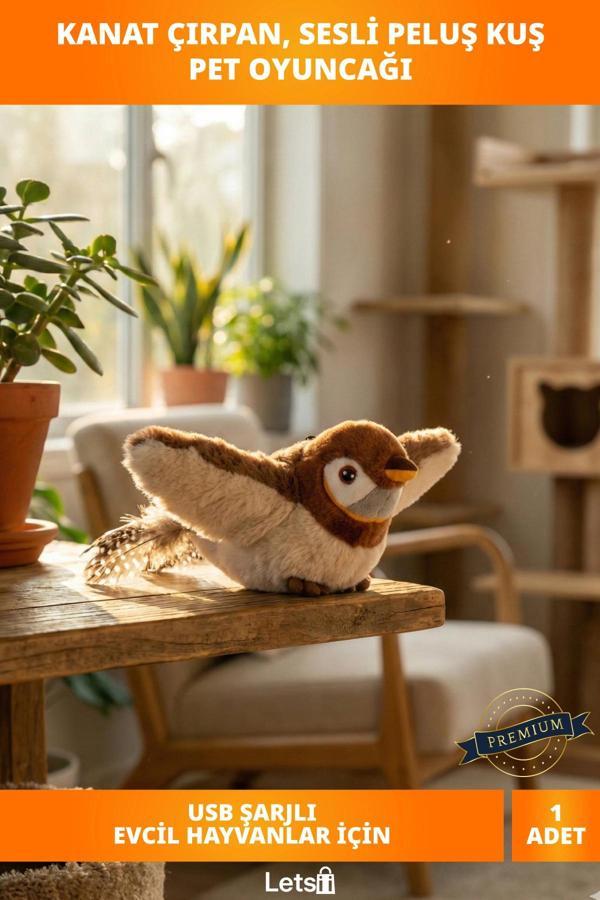 Şarjlı Peluş Uçan Kuş Oyuncak Kediler İçin Eğlenceli Av Aracı - Image 1
