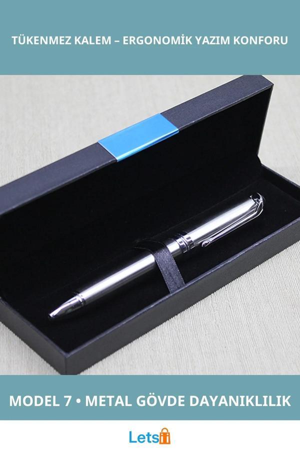 Zarif Metal Gövde Tekli Tükenmez Kalem Hediye Kutulu - Image 1