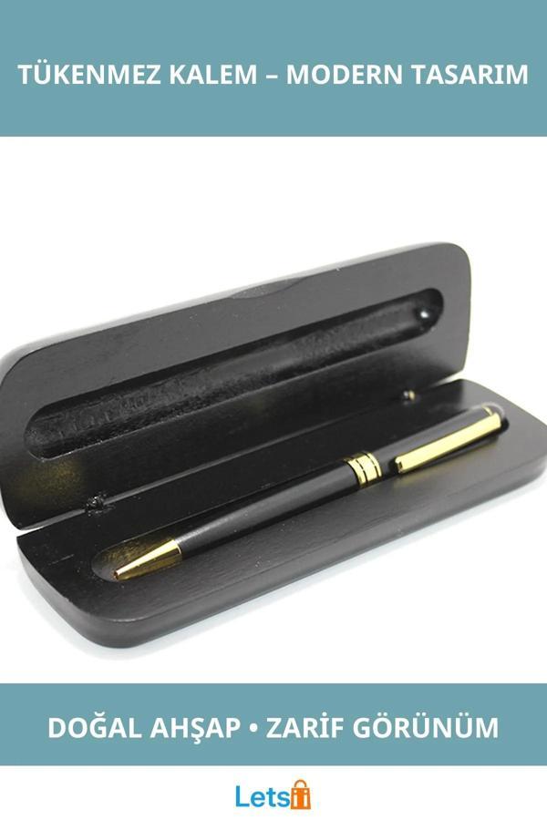 Şık Ahşap Kutulu Tükenmez Kalem Doğal ve Ekolojik - Image 1