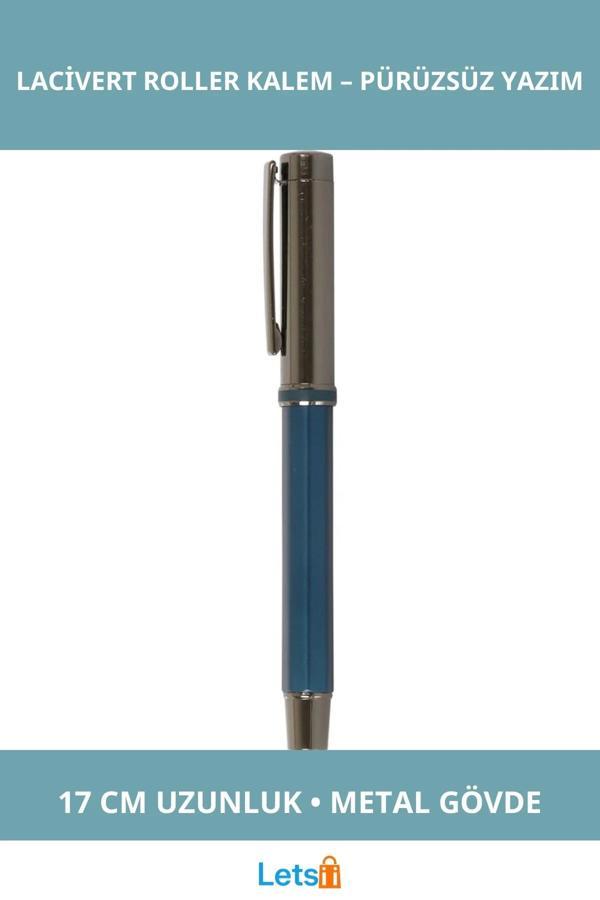 Lacivert Metal Roller Kalem 17cm Şık ve Fonksiyonel Yazım Aracı - Image 1