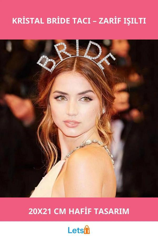 Kristal Taşlı Gümüş Bride Tacı Bekarlığa Veda Aksesuarı - Image 1
