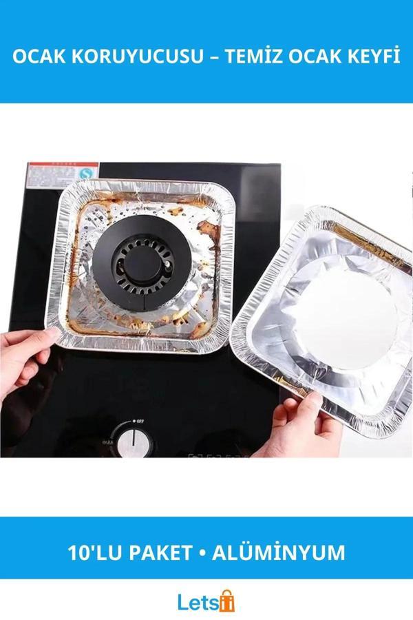 Dayanıklı Alüminyum Folyo Ocak Koruyucu 10'lu Paket - Image 1