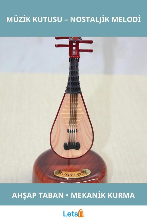 Ahşap Görünümlü Zarif Ud Tasarımlı Müzik Kutusu - Image 1