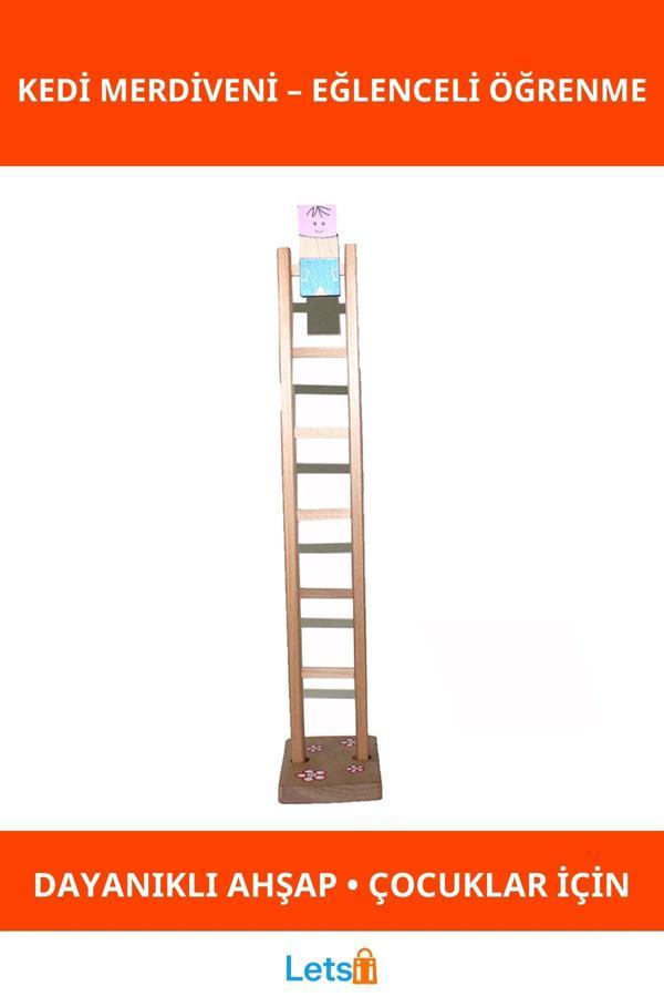 Ahşap Kedi Merdiveni Oyuncak Eğlenceli ve Öğretici - Image 1