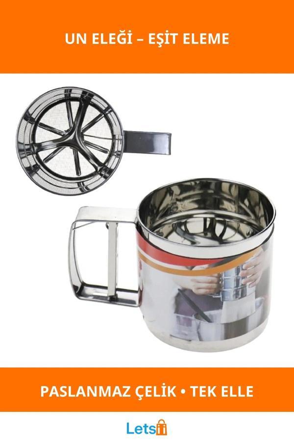 Paslanmaz Çelik Ergonomik Tek Elle Kullanım Un Eleği - Image 1