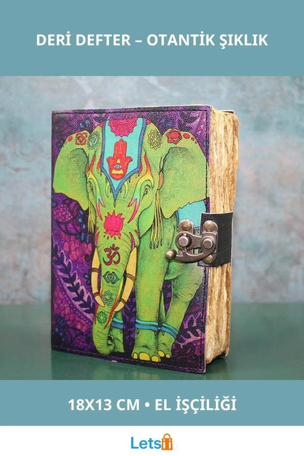 Fil Tasarımı Otantik Deri Defter 18x13 cm - Image 1