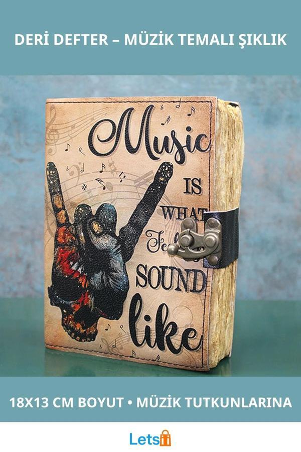 Deri Müzik Temalı Defter 18x13 cm - Image 1