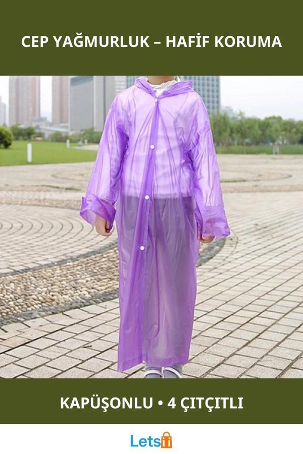 Kapüşonlu Naylon Cep Yağmurluk Su Geçirmez, Dayanıklı, Unisex - Image 1