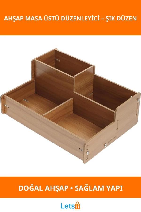 Doğal Ahşap Masa Üstü Düzenleyici Kutu - Image 1
