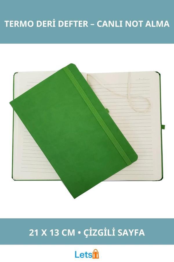 Yeşil Renk Termo Deri Defter 21 cm x 13 cm - Image 1
