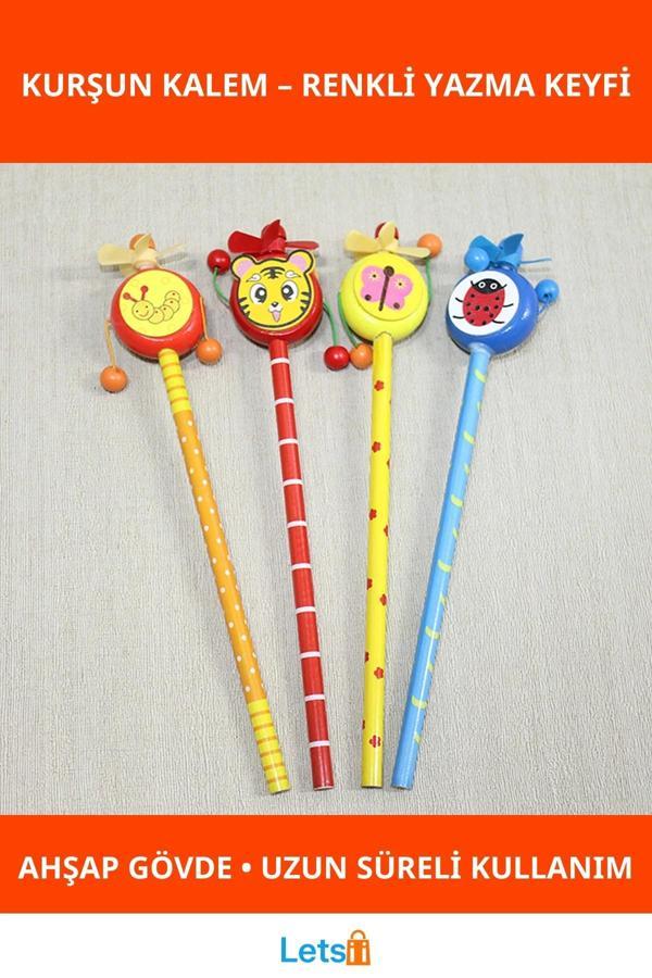 Rengarenk Ahşap Figürlü Eğlenceli Kurşun Kalem - Image 1