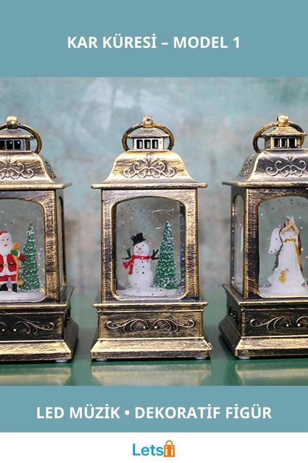 Yılbaşı Temalı Işıklı Müzikli Kar Küresi 15x7 cm - Image 1