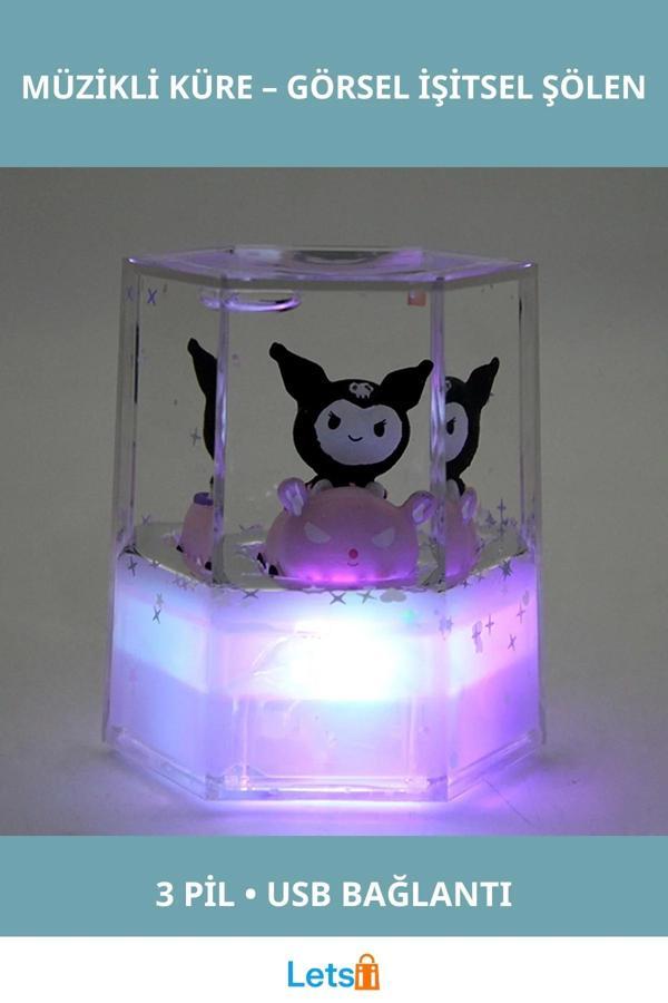 Kuromi Işıklı Müzikli Küre Eğlenceli Dekoratif Figür - Image 1