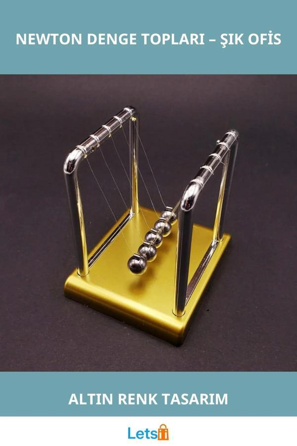 Şık Altın Renk Mini Boy Newton Balans Ofis Dekoru - Image 1