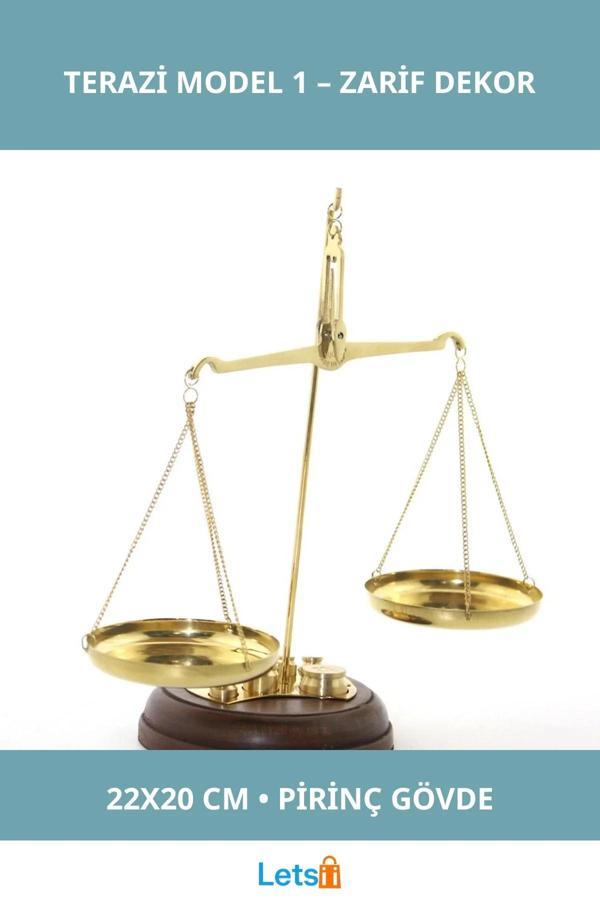 Nostaljik Pirinç Terazi 22x20 cm Dekoratif Obje - Image 1