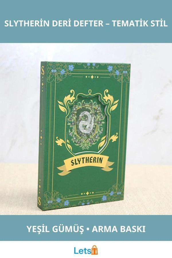 Harry Potter Slytherin Deri Defter Yılan Sembollü ve Estetik Kapak Tasarımı - Image 1