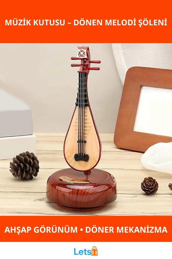 Ahşap Görünümlü Ud Müzik Kutusu Döner Standlı - Image 1