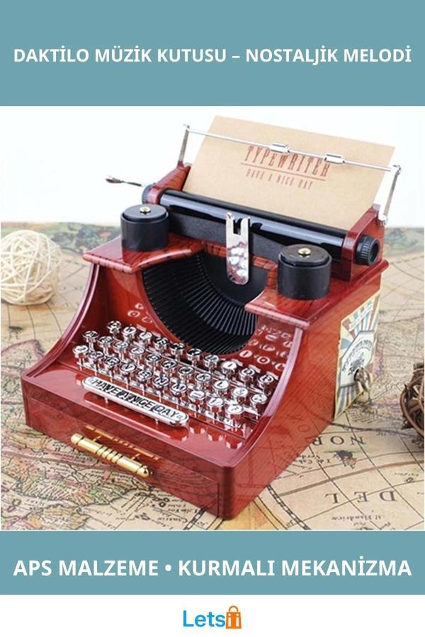 Nostaljik Daktilo Müzik Kutusu Ergonomik Tasarım 15x11x15 cm - Image 1